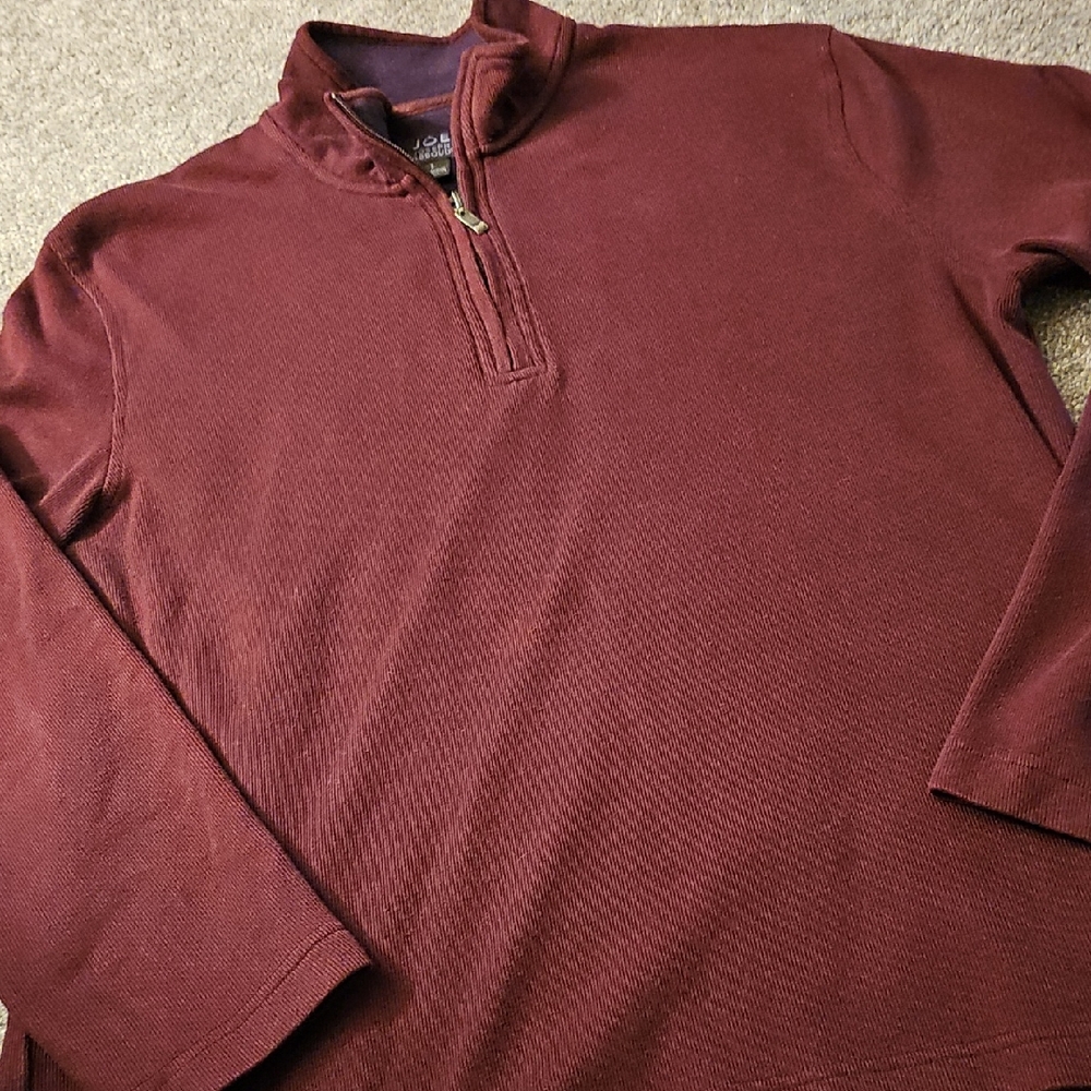 H5🔹️Joseph Abboud Burgundy Zip-Up Sweater